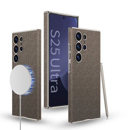 Built-in Magnetic Leather Case for Galaxy S24 Ultra