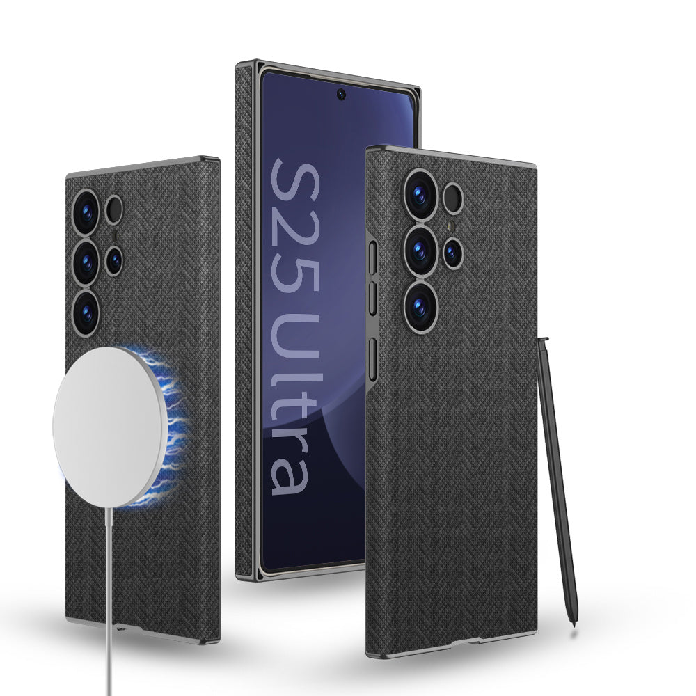 Built-in Magnetic Leather Case for Galaxy S24 Ultra