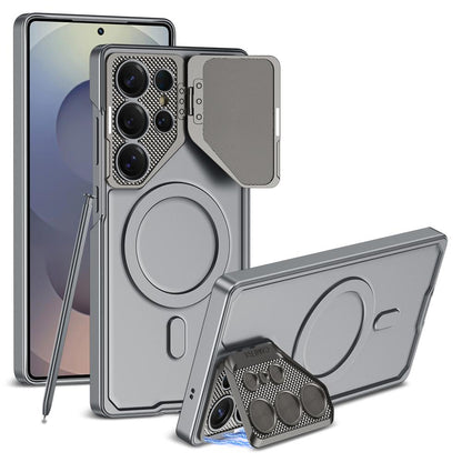Magnetic Adjustable Camera Metal Kickstand Premium Rugged Protective Case for Galaxy S24 Ultra