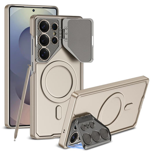 Magnetic Adjustable Camera Metal Kickstand Premium Rugged Protective Case for Galaxy S24 Ultra