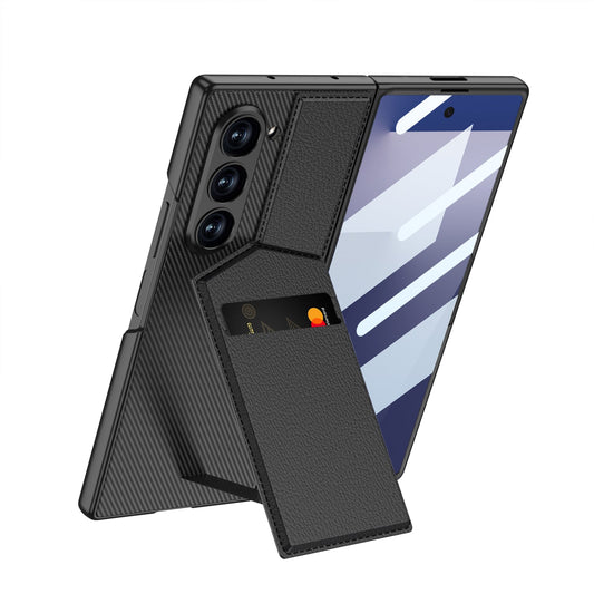 Leather Card Holder Shockproof Phone Case With Screen Protector For Galaxy Z Fold 6/7