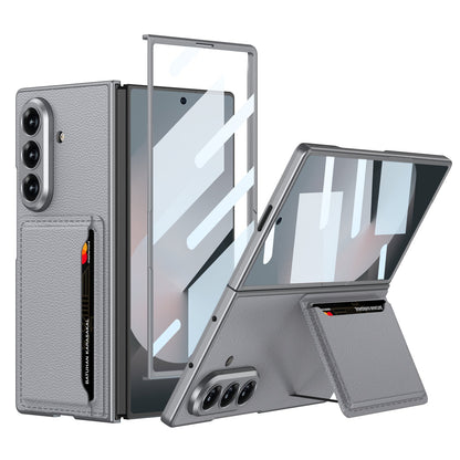 Card Bag Holder Tempered Film Integrated Leather Case for Galaxy Z Fold6