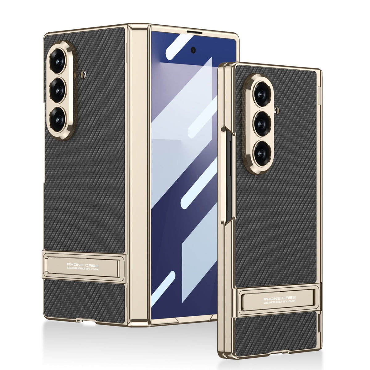 Golden Electroplated Leather Shockproof Phone Cover For Galaxy Z Fold 7/8 Ultra Wide