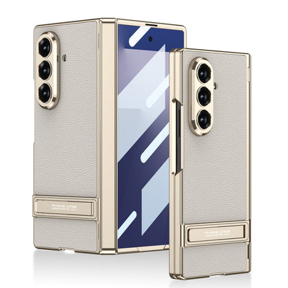 Golden Electroplated Leather Shockproof Phone Cover For Galaxy Z Fold 7/8 Ultra Wide