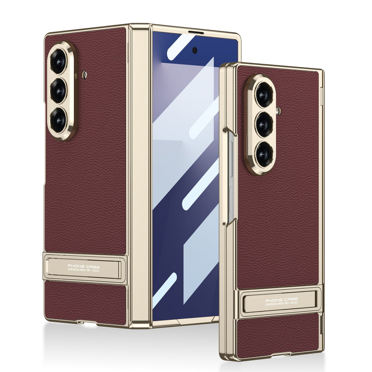 Golden Electroplated Leather Shockproof Phone Cover For Galaxy Z Fold 7/8 Ultra Wide