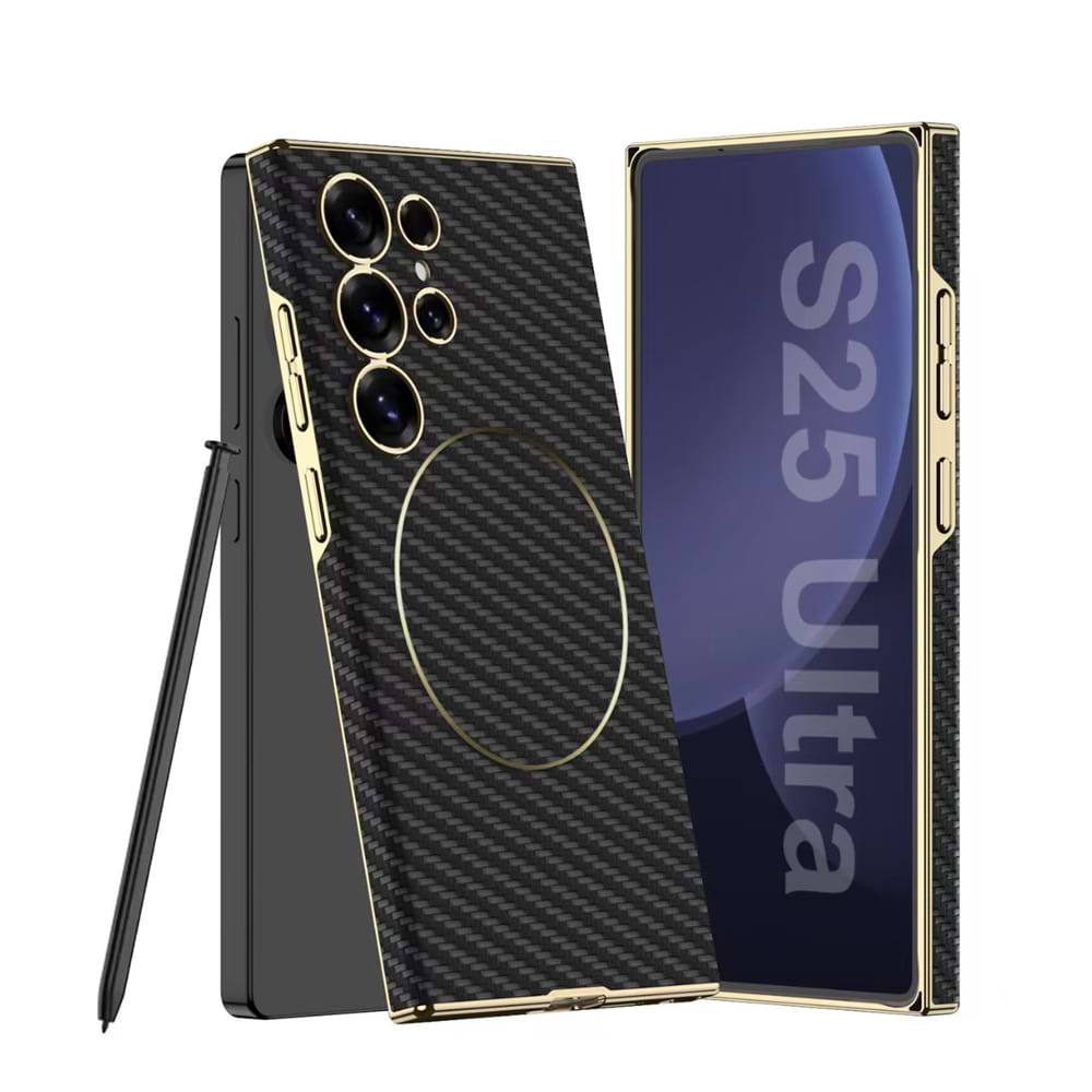 Magnetic Electroplated Leather Case for Galaxy S24 Ultra