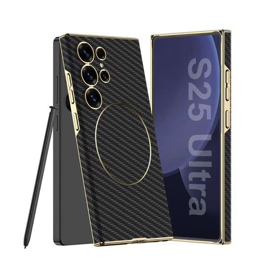 Magnetic Electroplated Leather Case for Galaxy S24 Ultra