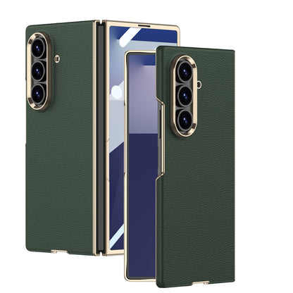 Business-style Electroplated Leather Phone Case For Galaxy Z Fold 7/6/5/4