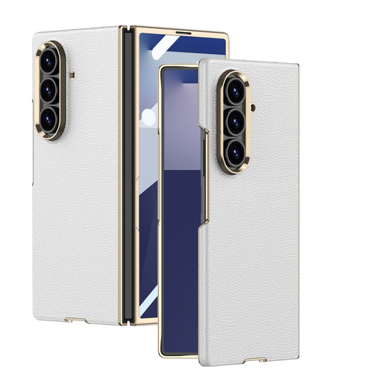 Business-style Electroplated Leather Phone Case For Galaxy Z Fold 7/6/5/4