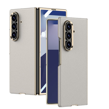 Business-style Electroplated Leather Phone Case For Galaxy Z Fold 7/6/5/4