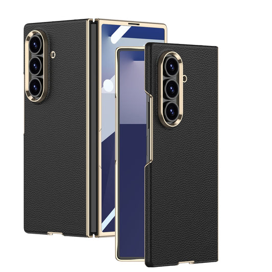 Business-style Electroplated Leather Phone Case For Galaxy Z Fold 7/6/5/4