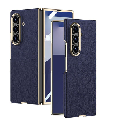 Business-style Electroplated Leather Phone Case For Galaxy Z Fold 7/6/5/4