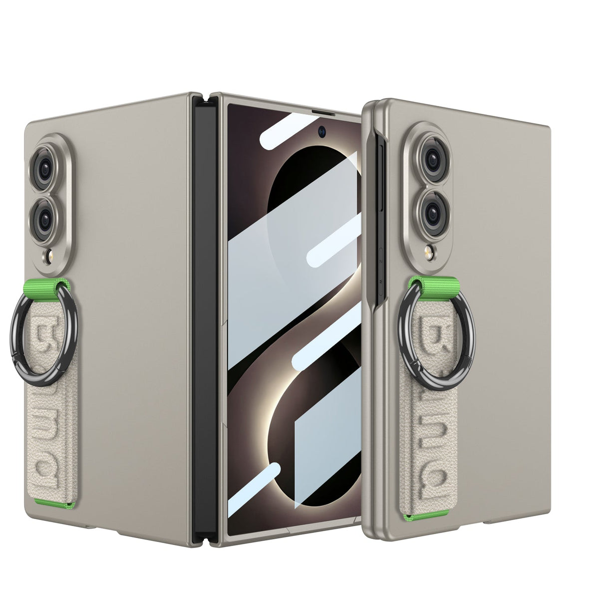 Fashion Phone Case with Built-In Tempered Glass & Wristband For Galaxy Z Fold 8/7/6 Wide Ultra