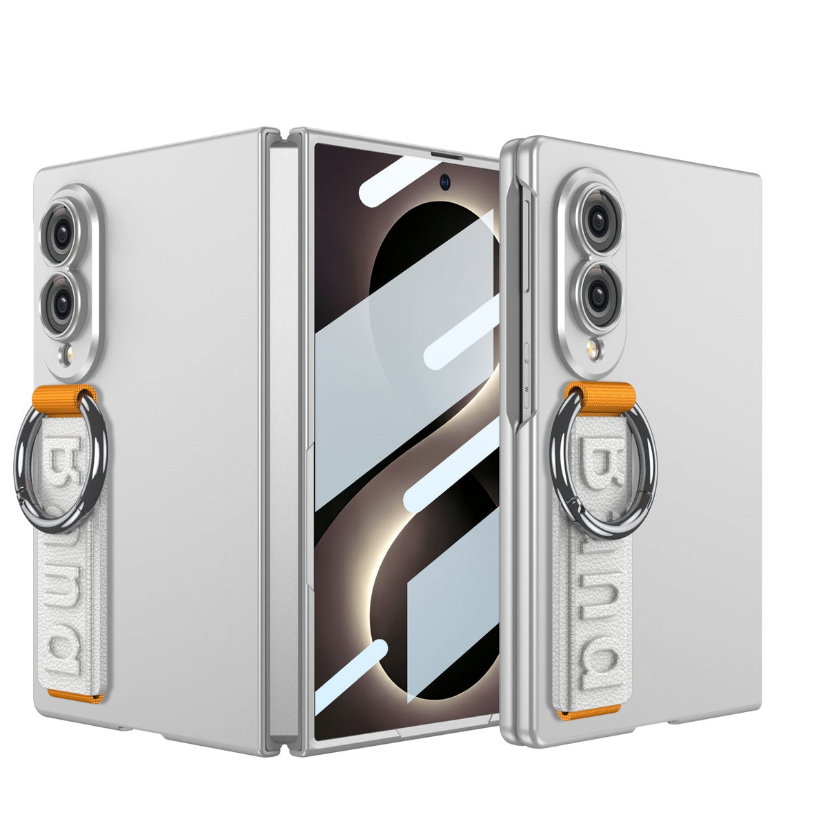 Fashion Phone Case with Built-In Tempered Glass & Wristband For Galaxy Z Fold 8/7/6 Wide Ultra