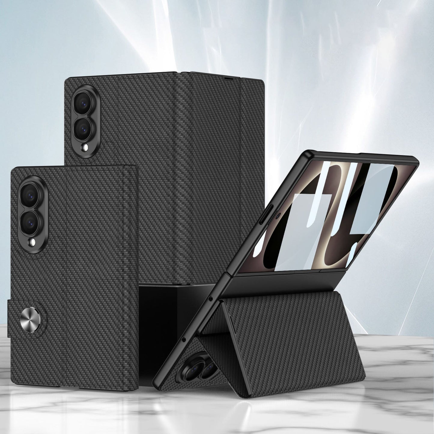 Luxury Leather Galaxy Z Fold 8 Case with Built-In Tempered Glass & Kickstand