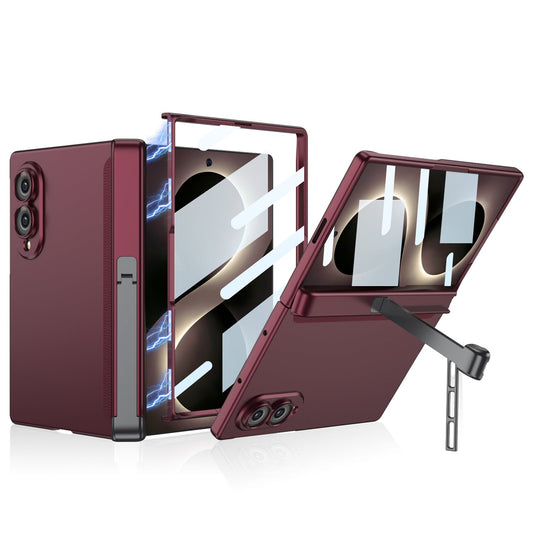 Premium Hinge Case with Integrated Tempered Glass & Hidden Dual-Position Kickstand For Galaxy Z Fold8/7 Wide Ultra