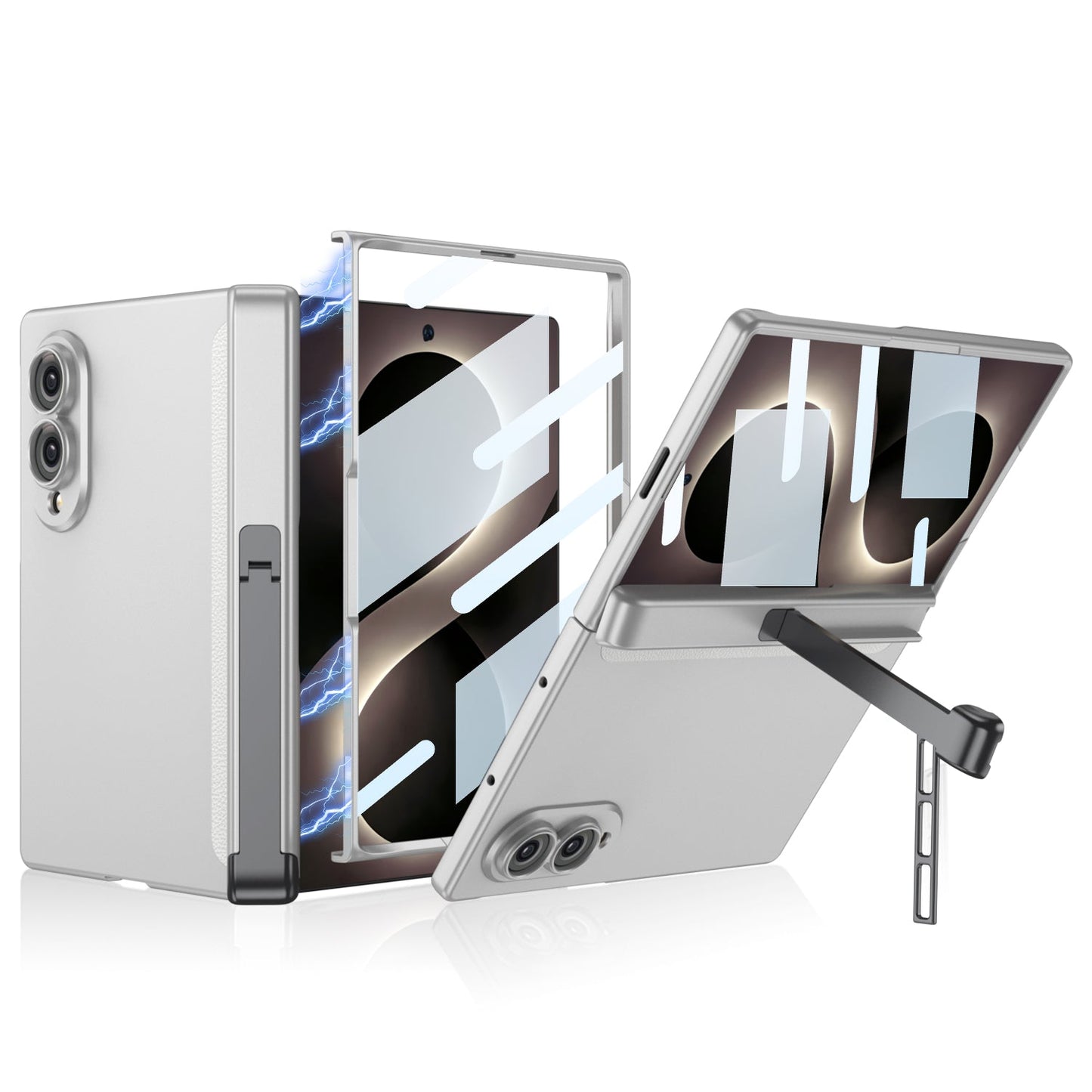 Premium Hinge Case with Integrated Tempered Glass & Hidden Dual-Position Kickstand For Galaxy Z Fold8/7 Wide Ultra