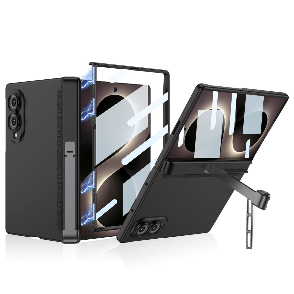 Premium Hinge Case with Integrated Tempered Glass & Hidden Dual-Position Kickstand For Galaxy Z Fold8/7 Wide Ultra