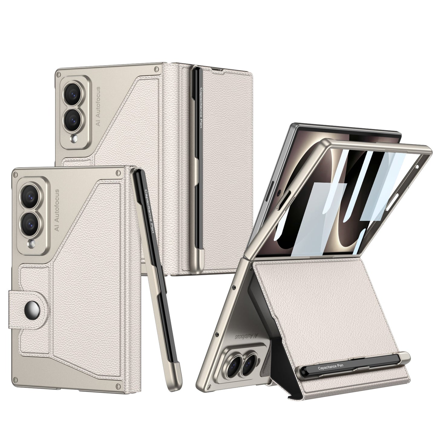 Luxurious Suede Phone Cover With Screen Protector & Pen-slot & Stylus For Galaxy Z Fold8