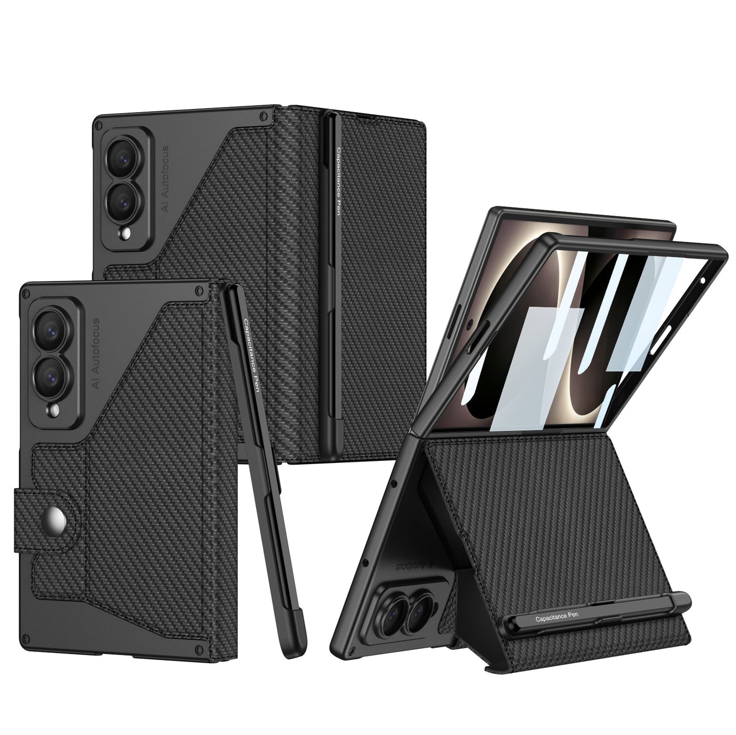 Luxurious Suede Phone Cover With Screen Protector & Pen-slot & Stylus For Galaxy Z Fold8