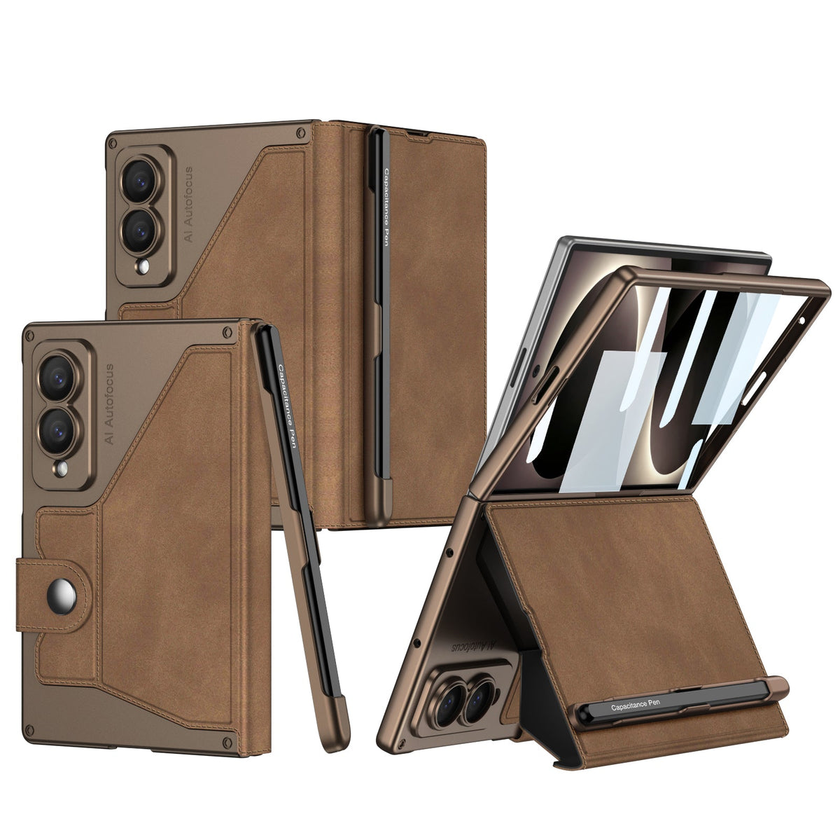 Luxurious Suede Phone Cover With Screen Protector & Pen-slot & Stylus For Galaxy Z Fold8