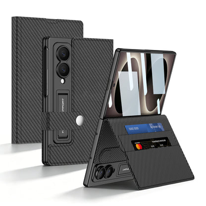 Luxury Leather Galaxy Z Fold8 Ultra Phone Case with Built-In Tempered Glass & Kickstand