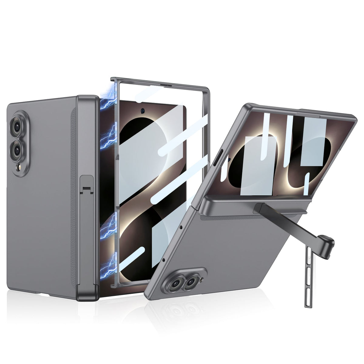Premium Hinge Case with Integrated Tempered Glass & Hidden Dual-Position Kickstand For Galaxy Z Fold8/7 Wide Ultra