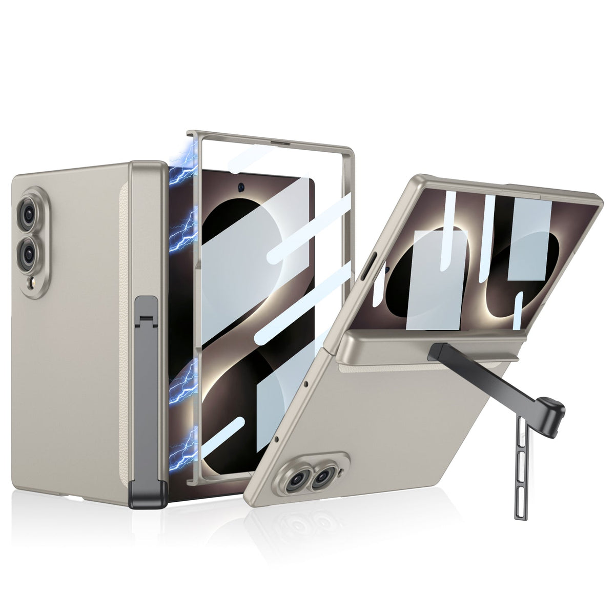 Premium Hinge Case with Integrated Tempered Glass & Hidden Dual-Position Kickstand For Galaxy Z Fold8/7 Wide Ultra