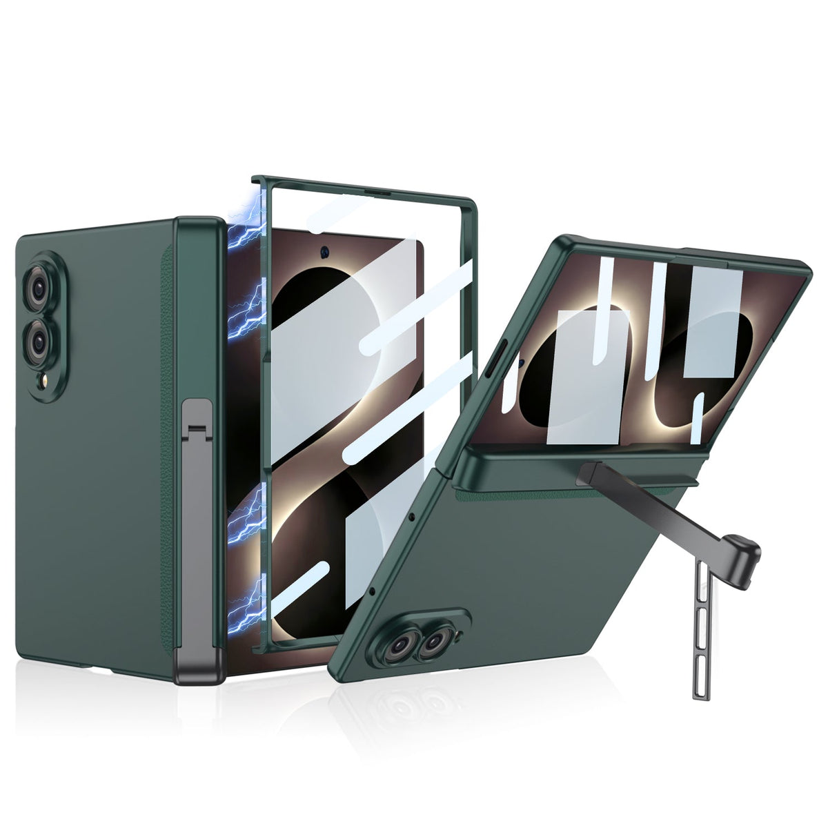 Premium Hinge Case with Integrated Tempered Glass & Hidden Dual-Position Kickstand For Galaxy Z Fold8/7 Wide Ultra