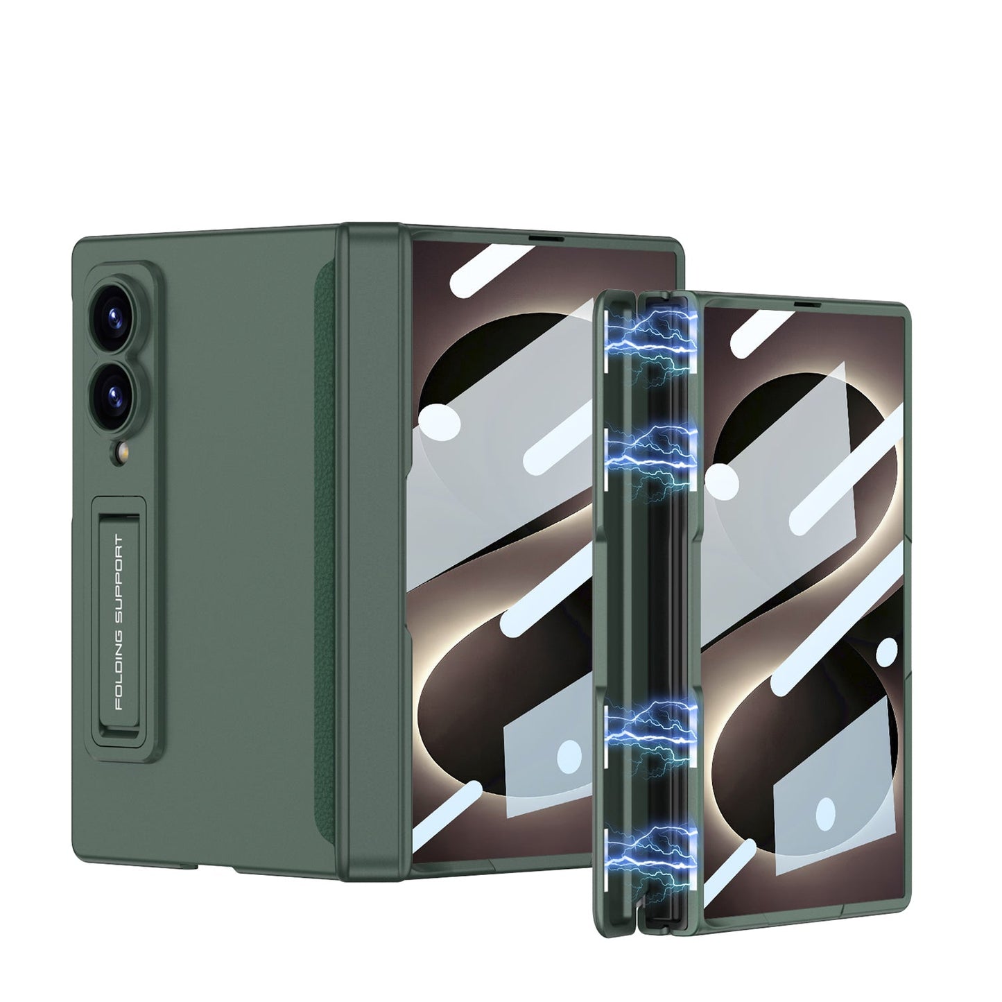 Galaxy Z Fold 8 Rugged Magnetic Hinge Protection Case with Built-In Kickstand & Screen Glass Film