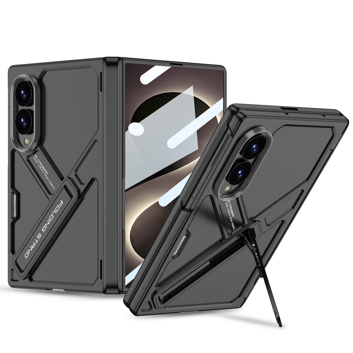 Armor Full-Body Protection Case For Galaxy Z Fold 8 ¨C Hidden Kickstand,Tempered Glass Screen Protector
