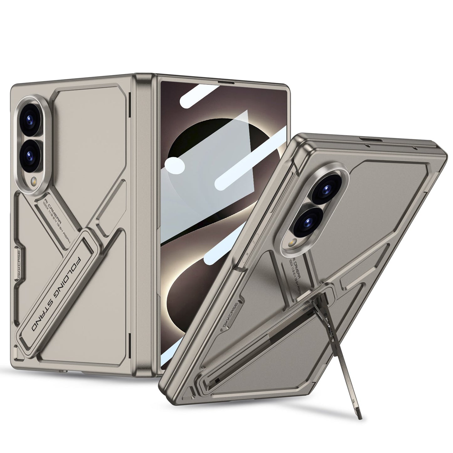 Armor Full-Body Protection Case For Galaxy Z Fold 8 ¨C Hidden Kickstand,Tempered Glass Screen Protector