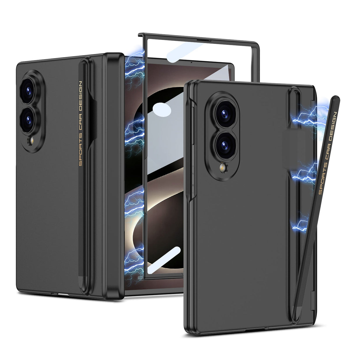 Magnetic Hinge Protective Phone Case With Pen-slot & Stylus & Screen Glass Flim For Galaxy Z Fold8 Wide Ultra