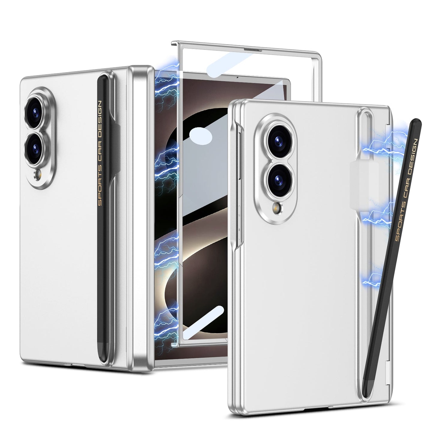 Magnetic Hinge Protective Phone Case With Pen-slot & Stylus & Screen Glass Flim For Galaxy Z Fold8/7/6/5