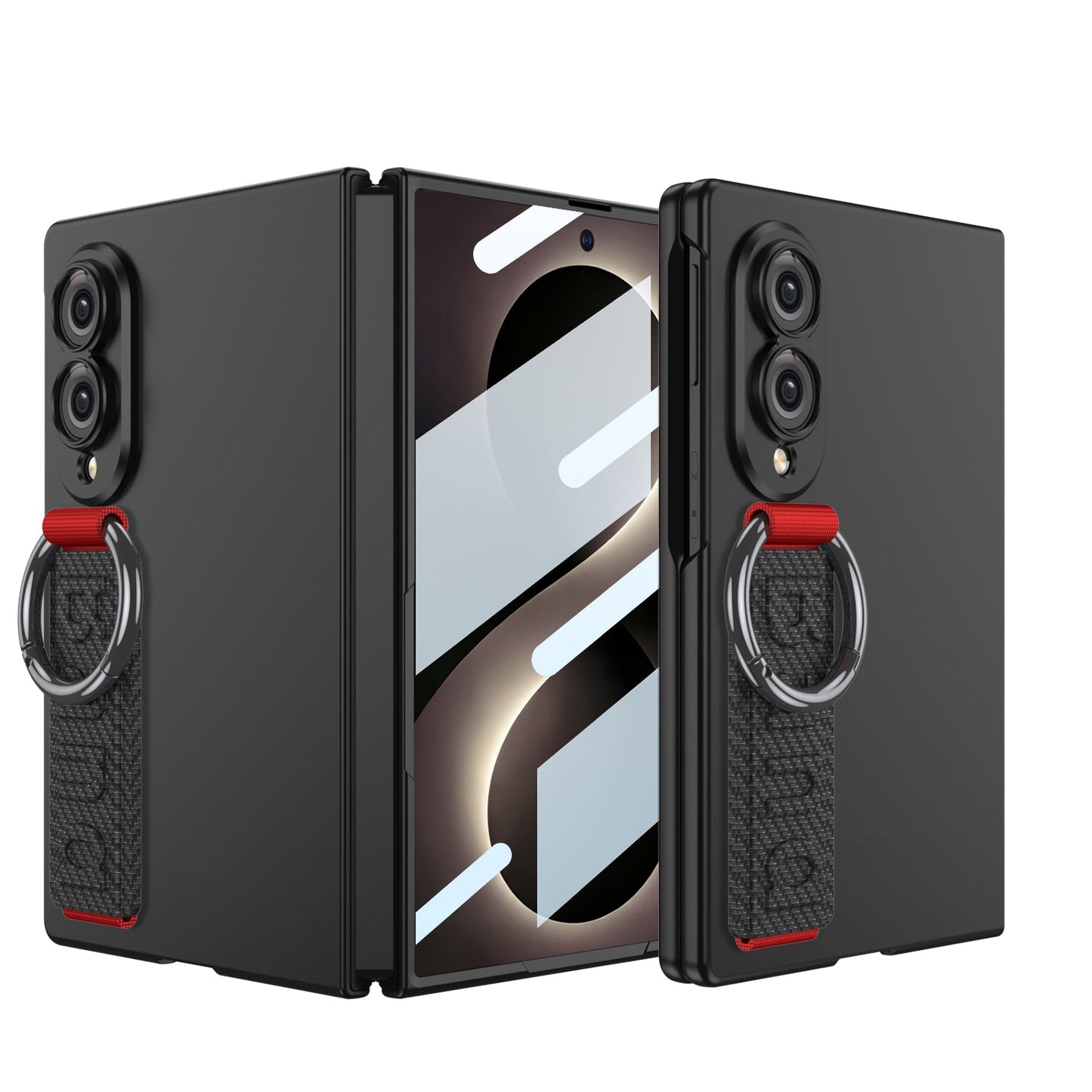 Fashion Phone Case with Built-In Tempered Glass & Wristband For Galaxy Z Fold 8/7/6 Wide Ultra