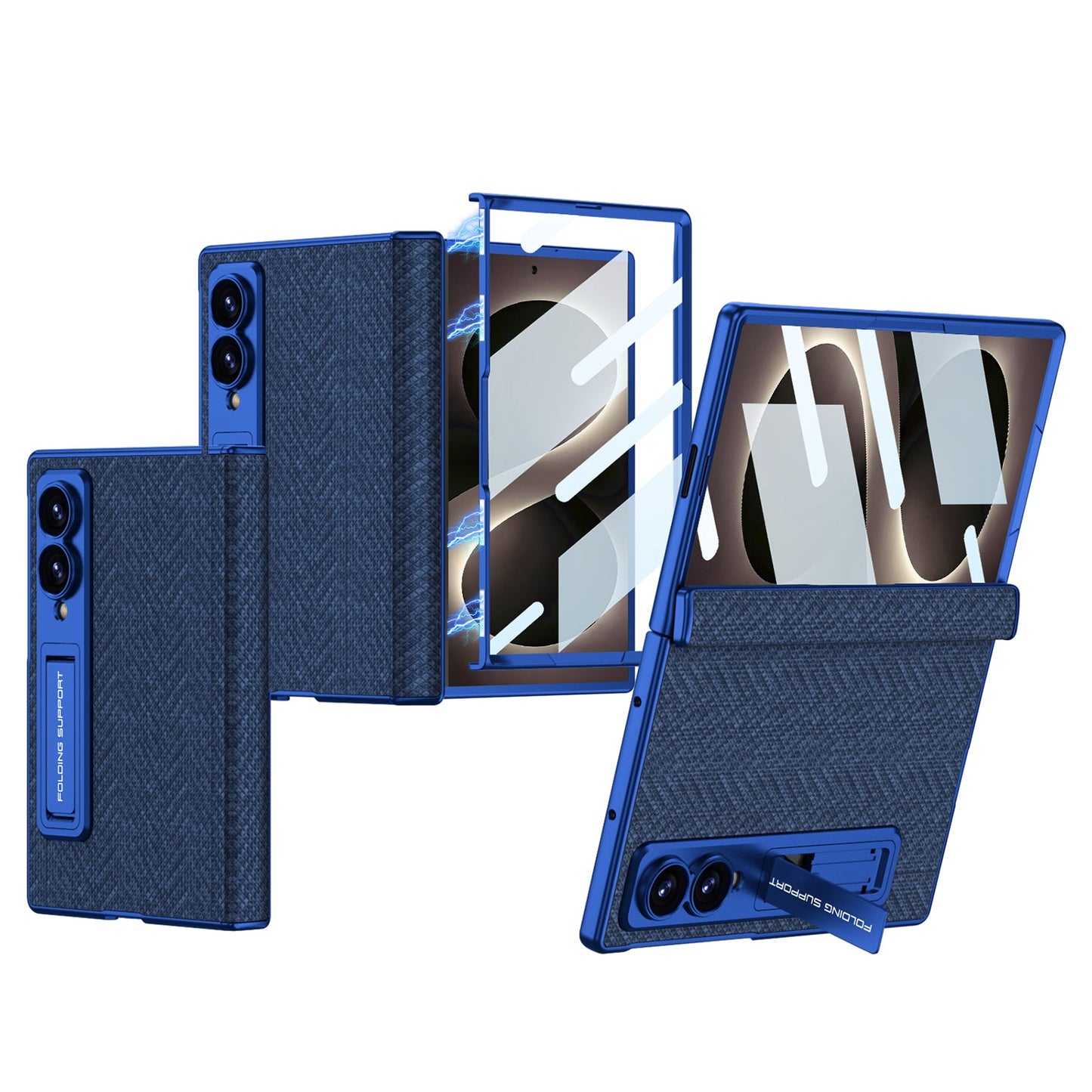 Luxurious Leather Phone Case with Built-In Tempered Glass & Bracket For Galaxy Z Fold 8/7 Wide Ultra
