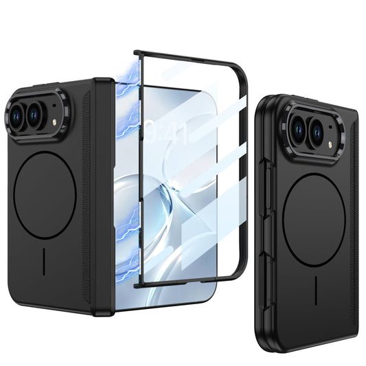iPhone Ultra - Magnetic Hinge Protection Business Cover Built-in Tempered Glass Film & Magnetic Ring