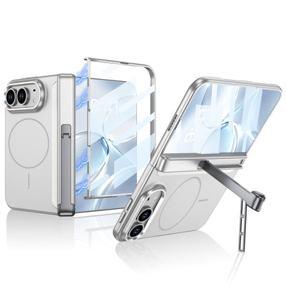 iPhone Ultra - Magnetic Hinge Protection Business Cover Built-in Tempered Glass Film & Tri‑Fold Kickstand & Magnetic Ring