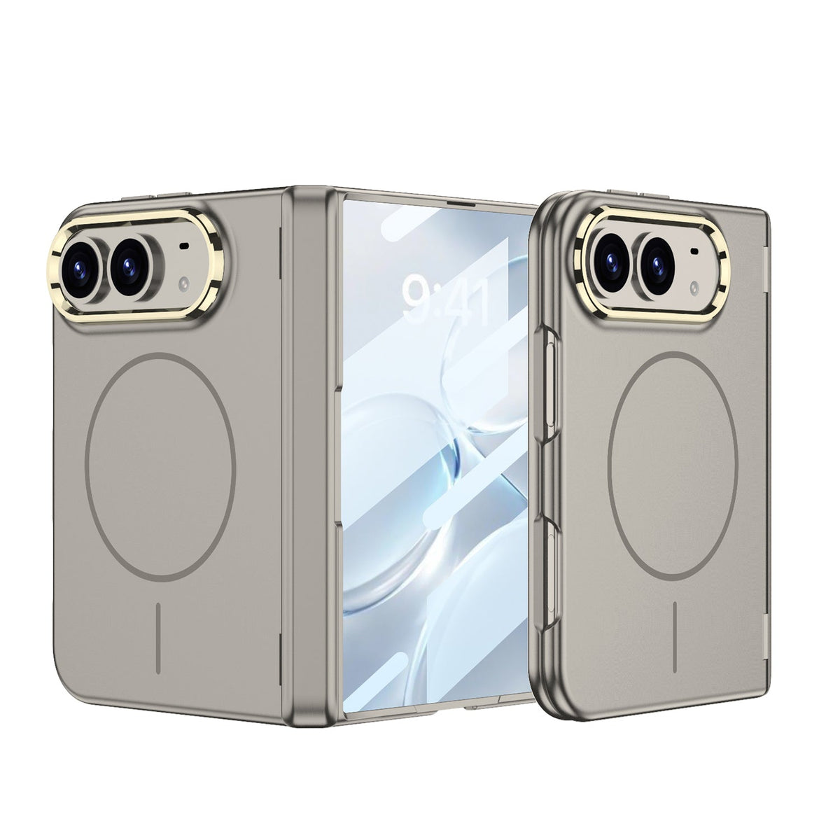 iPhone Ultra - Magnetic Hinge Protection Fashion Cover Built-in Tempered Glass Film & Magnetic Ring