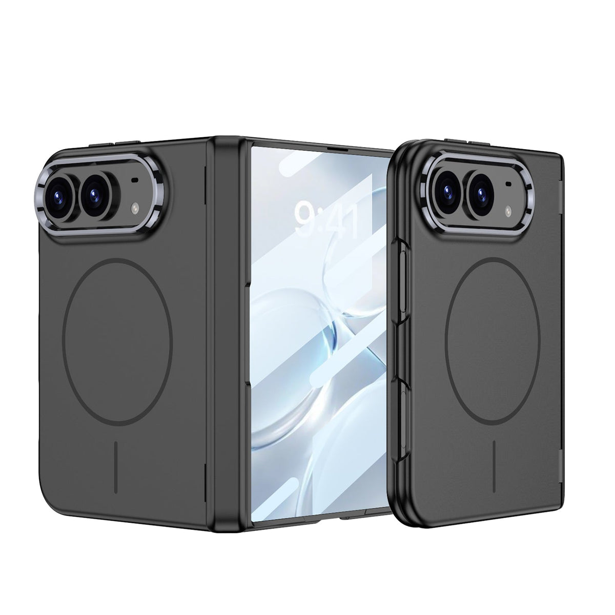iPhone Ultra - Magnetic Hinge Protection Fashion Cover Built-in Tempered Glass Film & Magnetic Ring