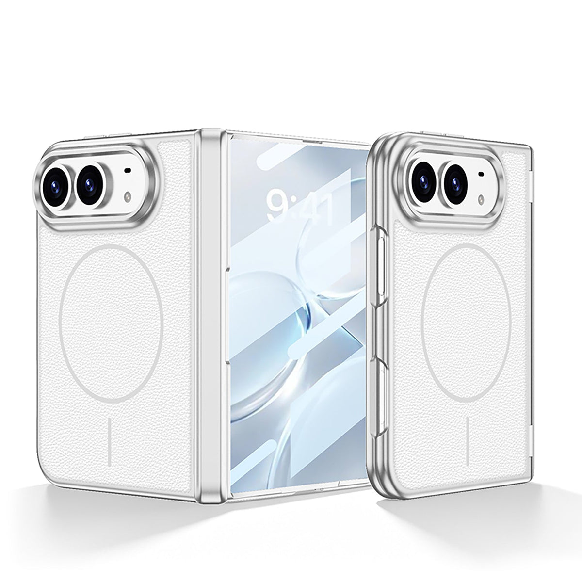 iPhone Duo - Magnetic Hinge Protection Leather Cover Built-in Tempered Glass Film & Magnetic Ring