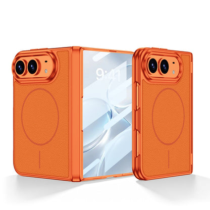 iPhone Duo - Magnetic Hinge Protection Leather Cover Built-in Tempered Glass Film & Magnetic Ring