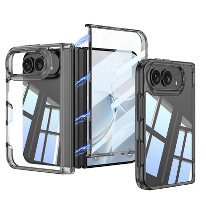 iPhone Ultra - Magnetic Hinge Protection Clear Cover Built-in Tempered Glass Film