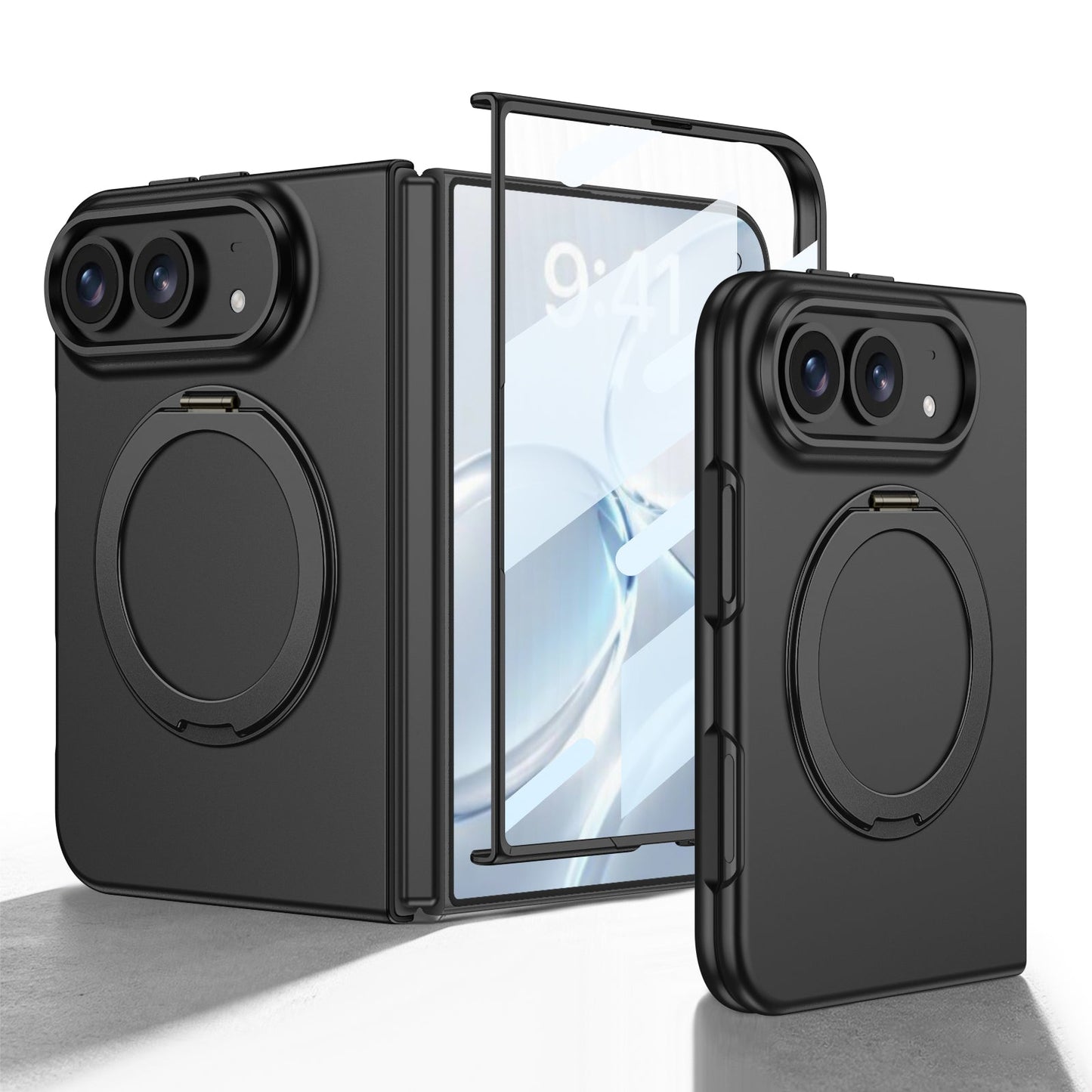 iPhone Ultra | Slim Full‑Coverage Phone Case Built-in Tempered Glass Film & 360° Rotatable Magnetic Ring Kickstand