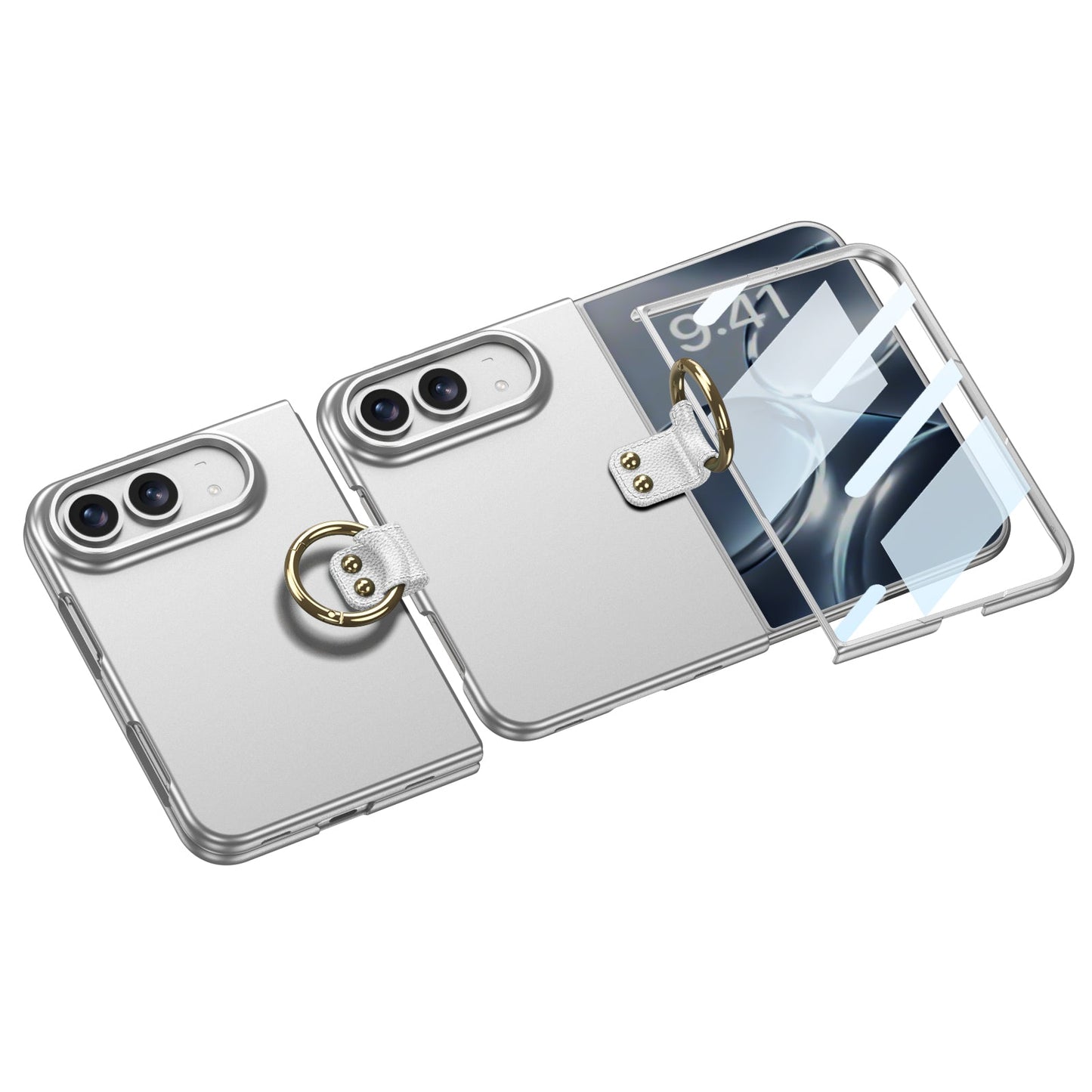 iPhone Ultra | Slim Full‑Coverage Phone Case Built-in Tempered Glass Film & Side Clip‑Style Finger Ring Grip