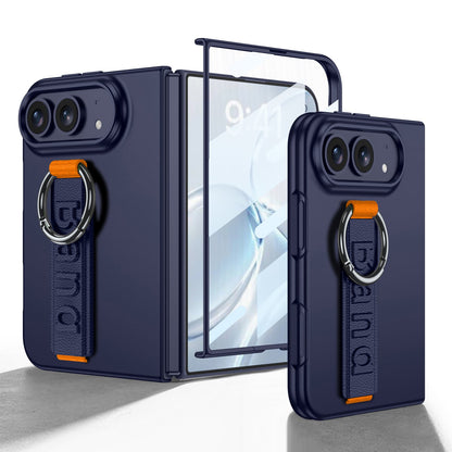 iPhone Ultra | Slim Full‑Coverage Phone Case Built-in Tempered Glass Film & Wrist Strap with Finger Ring Grip