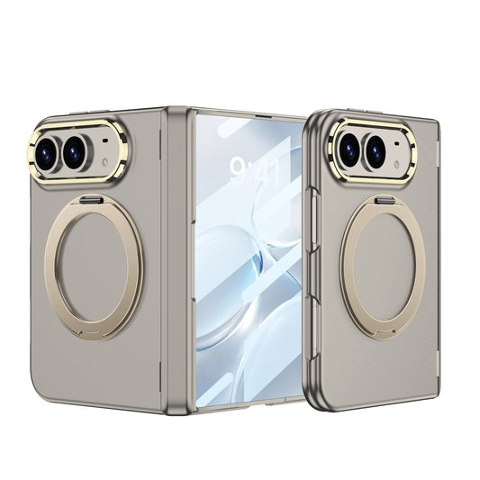 iPhone Ultra - Magnetic Hinge Protection Fashion Cover Built-in Tempered Glass Film & Magnetic Kickstand