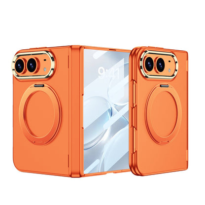 iPhone Ultra - Magnetic Hinge Protection Fashion Cover Built-in Tempered Glass Film & Magnetic Kickstand