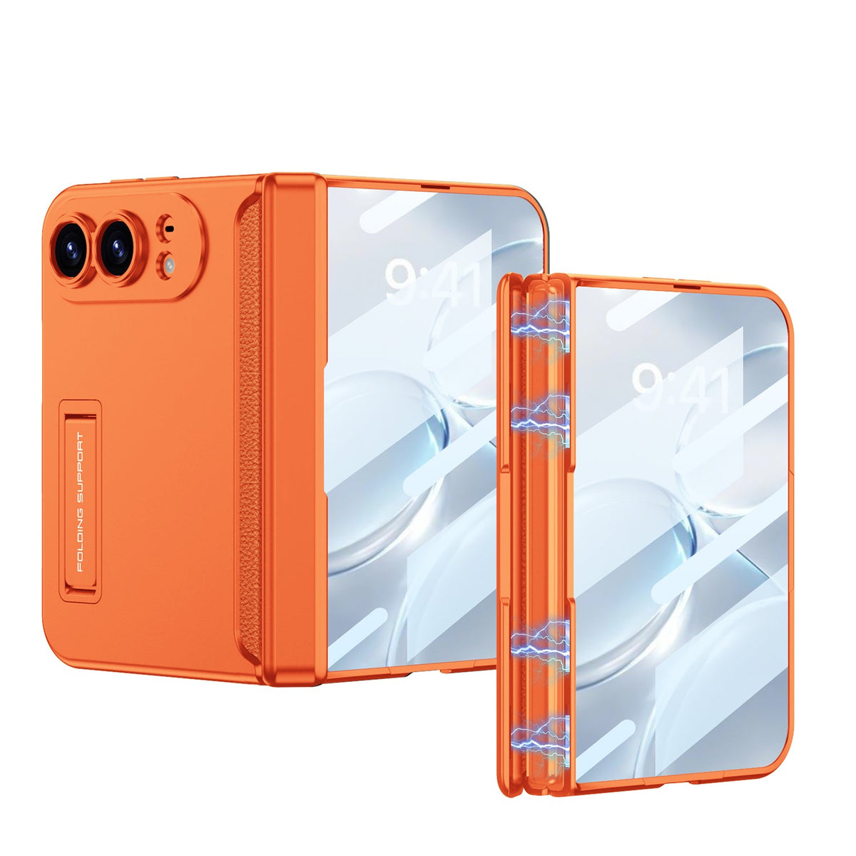 iPhone Ultra - Magnetic Hinge Camera Protection Business Cover Built-in Tempered Glass Film & Hidden Kickstand