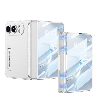 iPhone Ultra - Magnetic Hinge Camera Protection Business Cover Built-in Tempered Glass Film & Hidden Kickstand